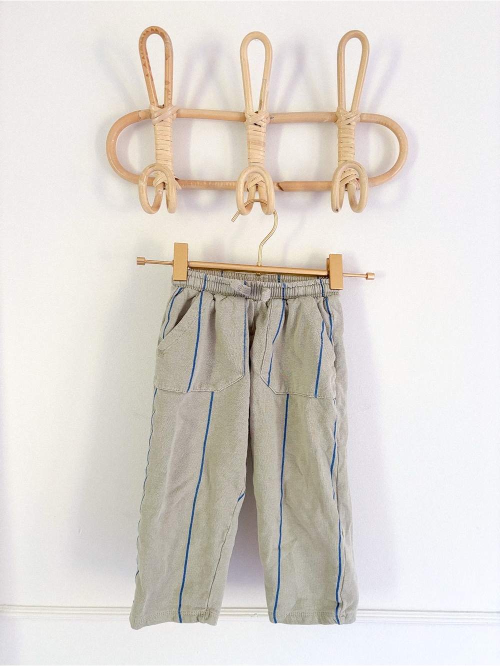 Zara Kids Beige Sweatpants with Blue Stripes